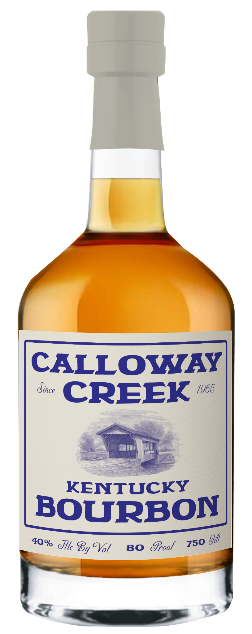 Callaway Creek Kentucky bourbon bottle with a cream label and cobalt blue letterpress type