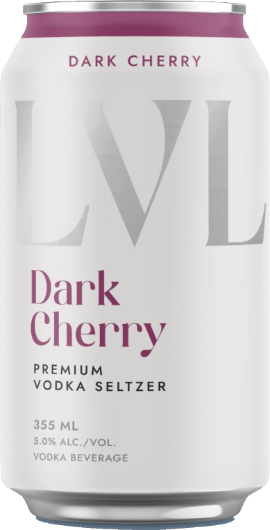 NXT LVL premium vodka seltzer can in white and silver with a Dark Cherry flavor mark